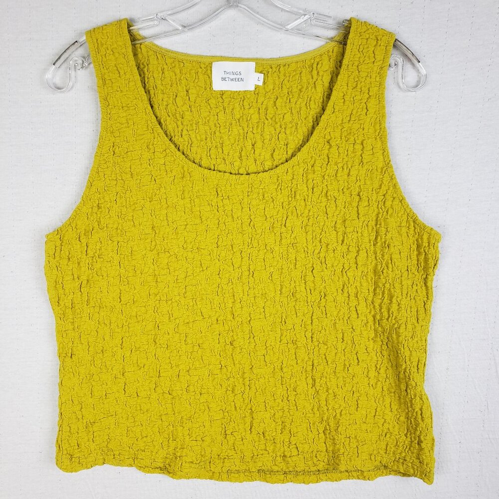 Things Between Crinkled Sleeveless Top Yellow Minimalist Size L